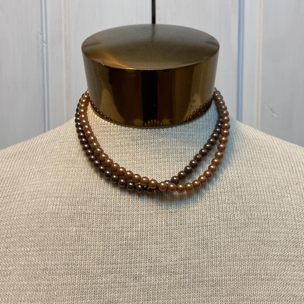 🎉 FINAL PRICE 🎉 Vintage Two Tone Brown Double Chain Necklace
